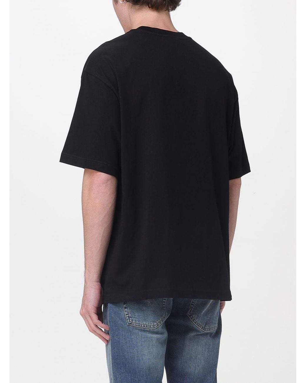 Versace Jeans Couture Black Oversized Cotton T-Shirt With Logo for men