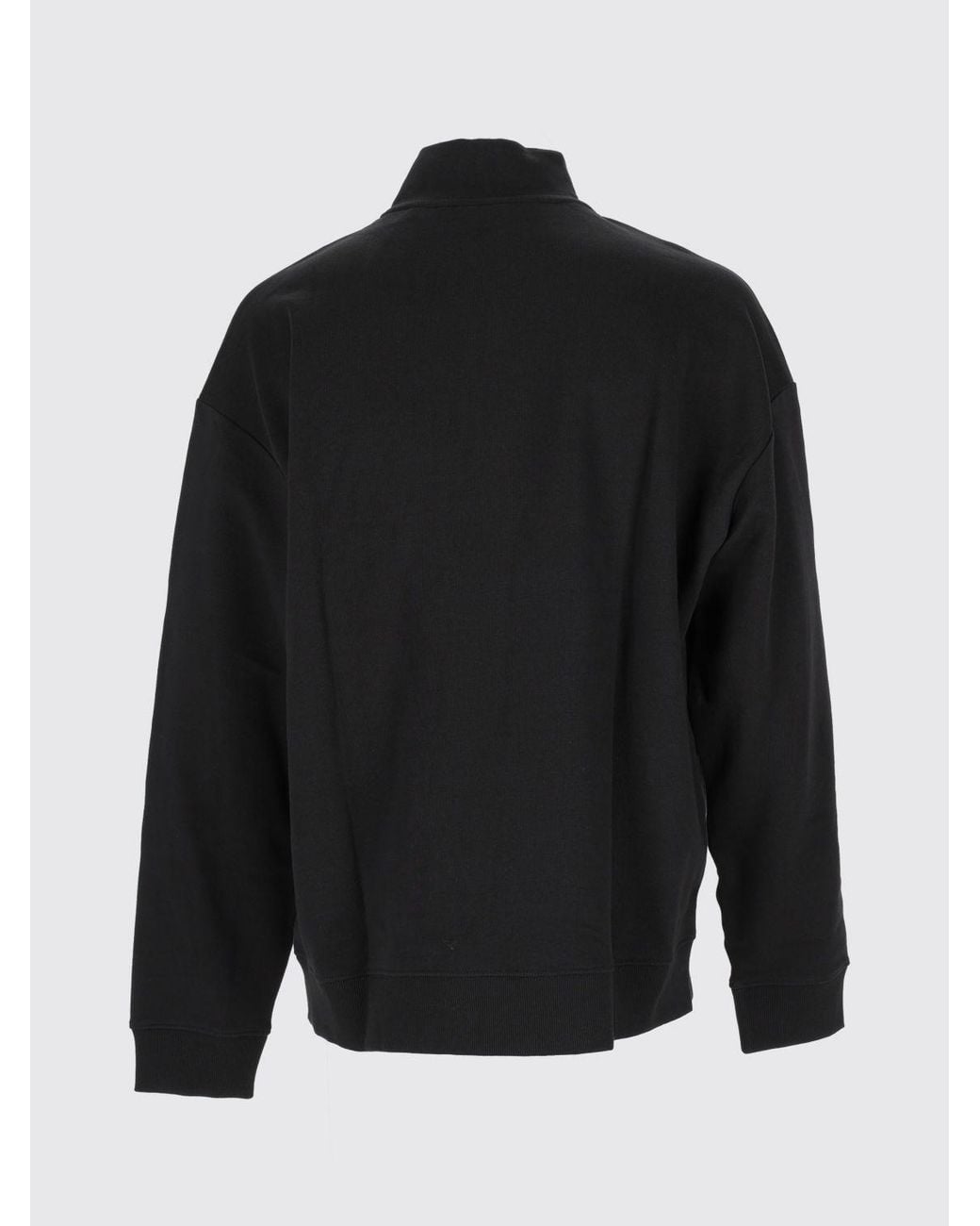 HUGO Blue Cotton High-Neck Half-Zip Sweatshirt With Contrast Logo for men