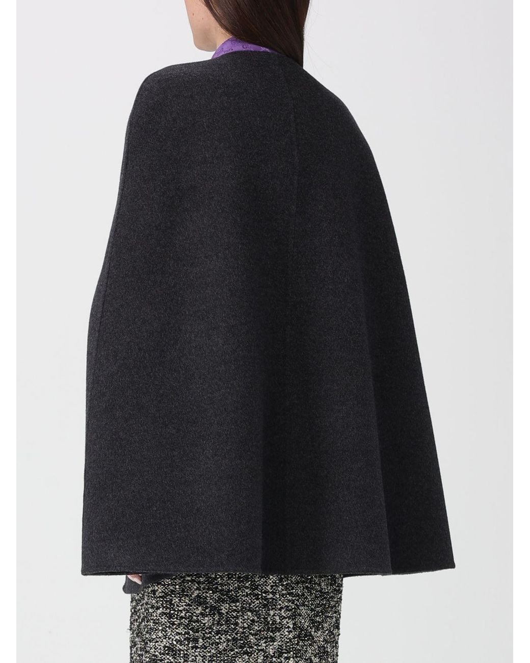 Gucci Black Wool And Silk Cape With Clamp Detail