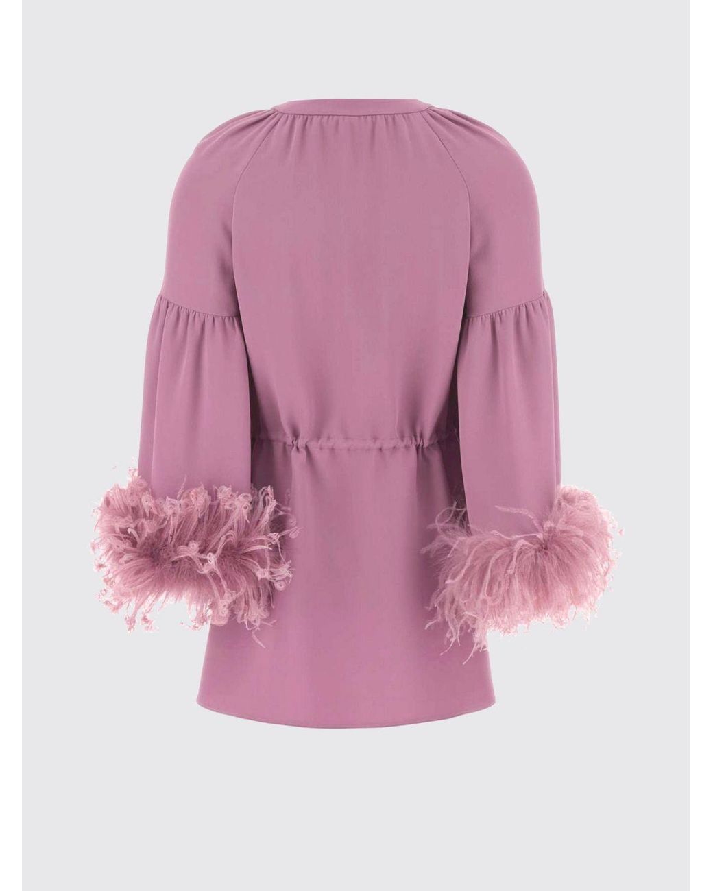 Valentino Pink Silk Blouse With Feathers