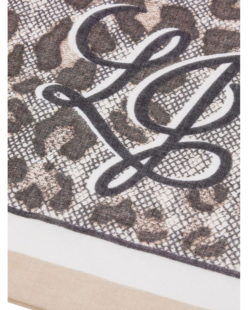 Liu Jo Gray Square Polyester Scarf With Floral Print And Logo