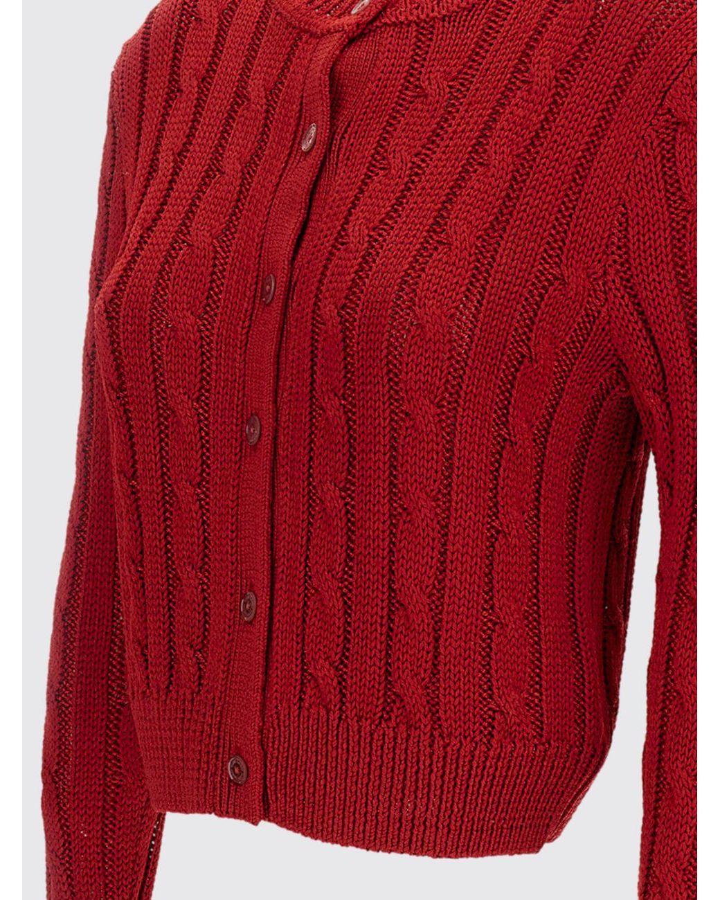 Ralph Lauren Red Crew-Neck Cardigan