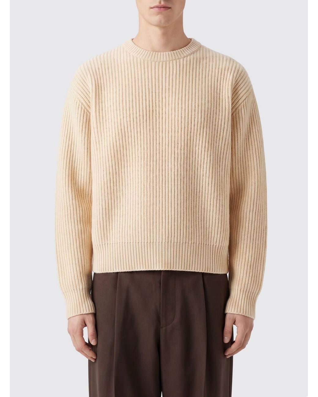 Jil Sander Natural Long-Sleeved Crewneck Sweater for men