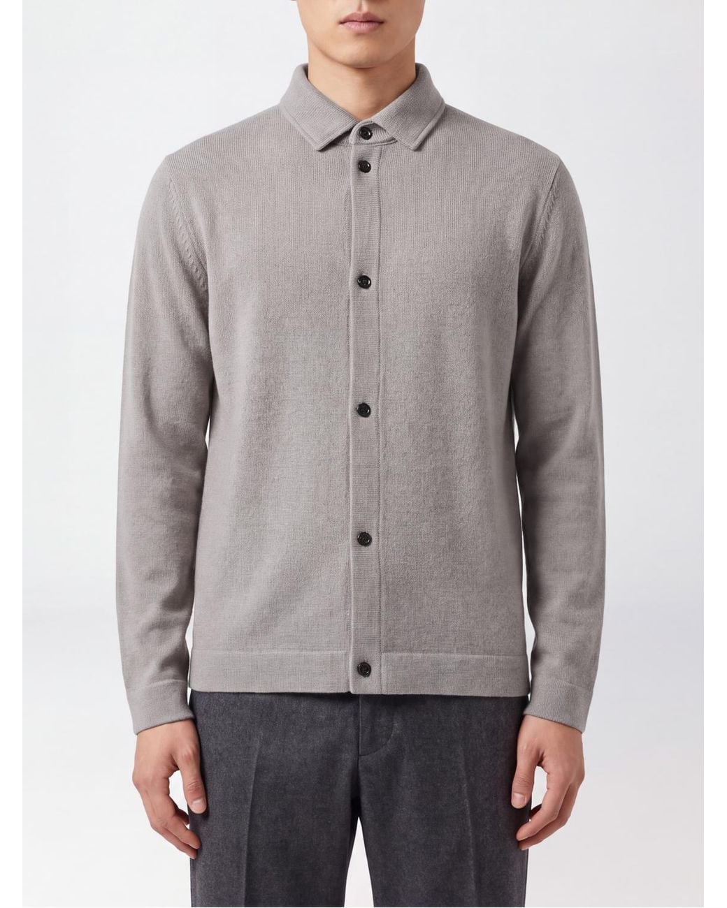 Lardini Gray Long-Sleeved Polo Jumper for men