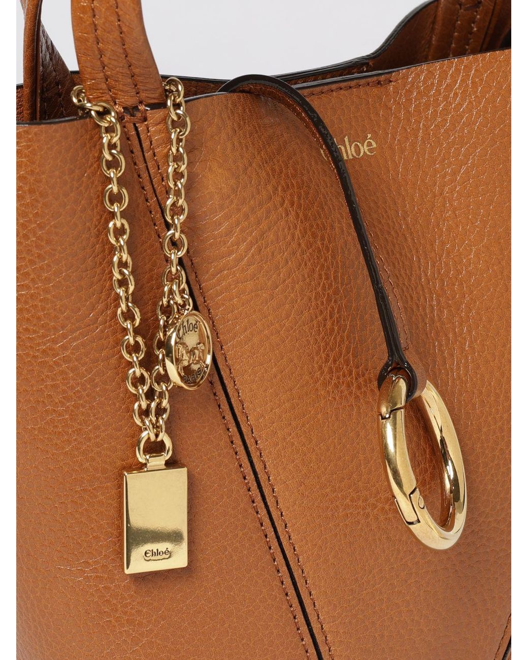 Chloé Brown ChloÉ Spin Mini Grained Calfskin Handbag With Ring Detail