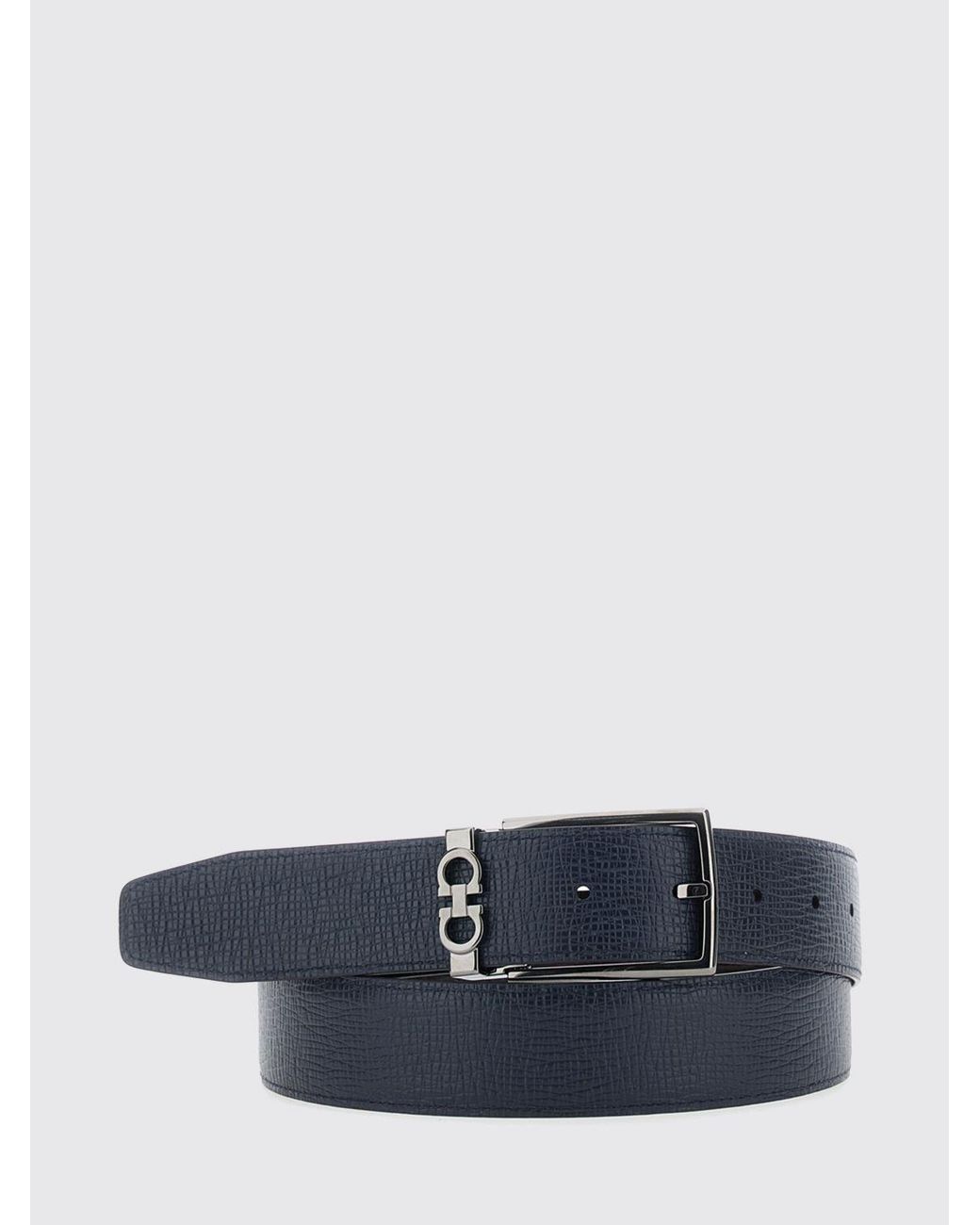 Ferragamo Black Reversible Gancini Leather Belt With Pin Buckle for men
