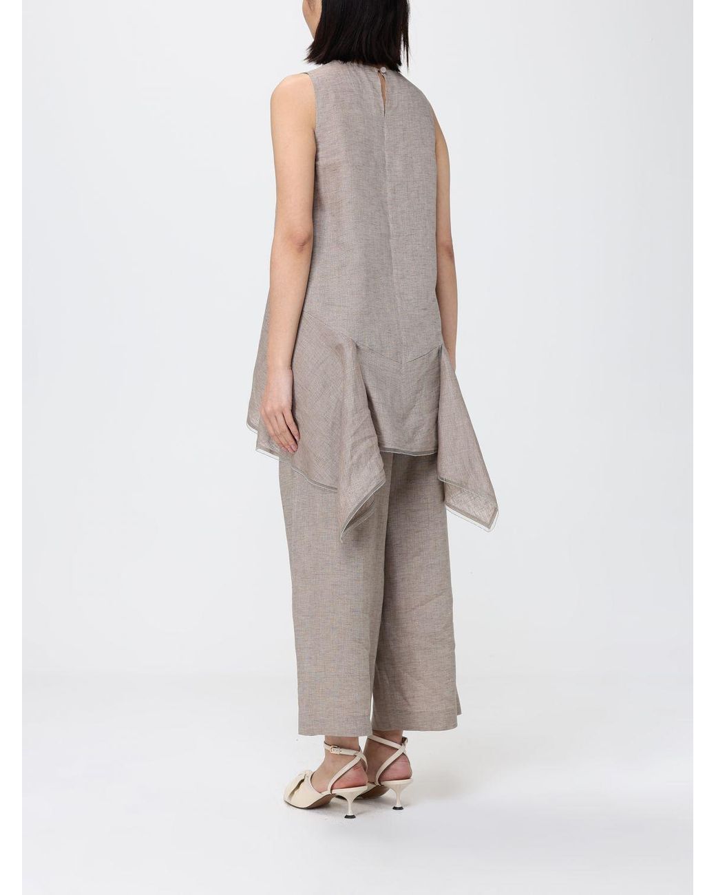 Fabiana Filippi Gray Linen Sleeveless Top