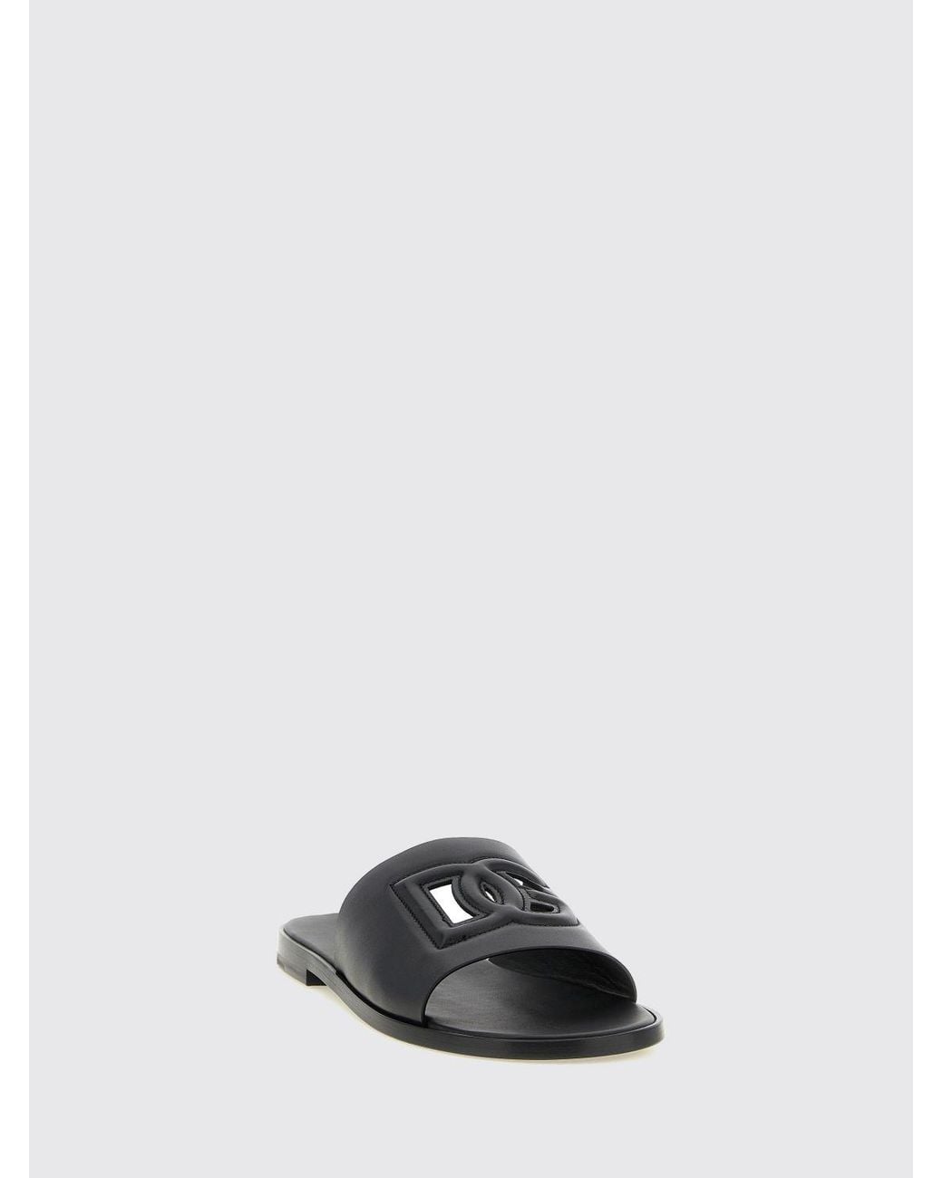 Dolce & Gabbana Black Dolce &Amp Gabbana Calfskin Slides With Cut-Out Dg Monogram for men