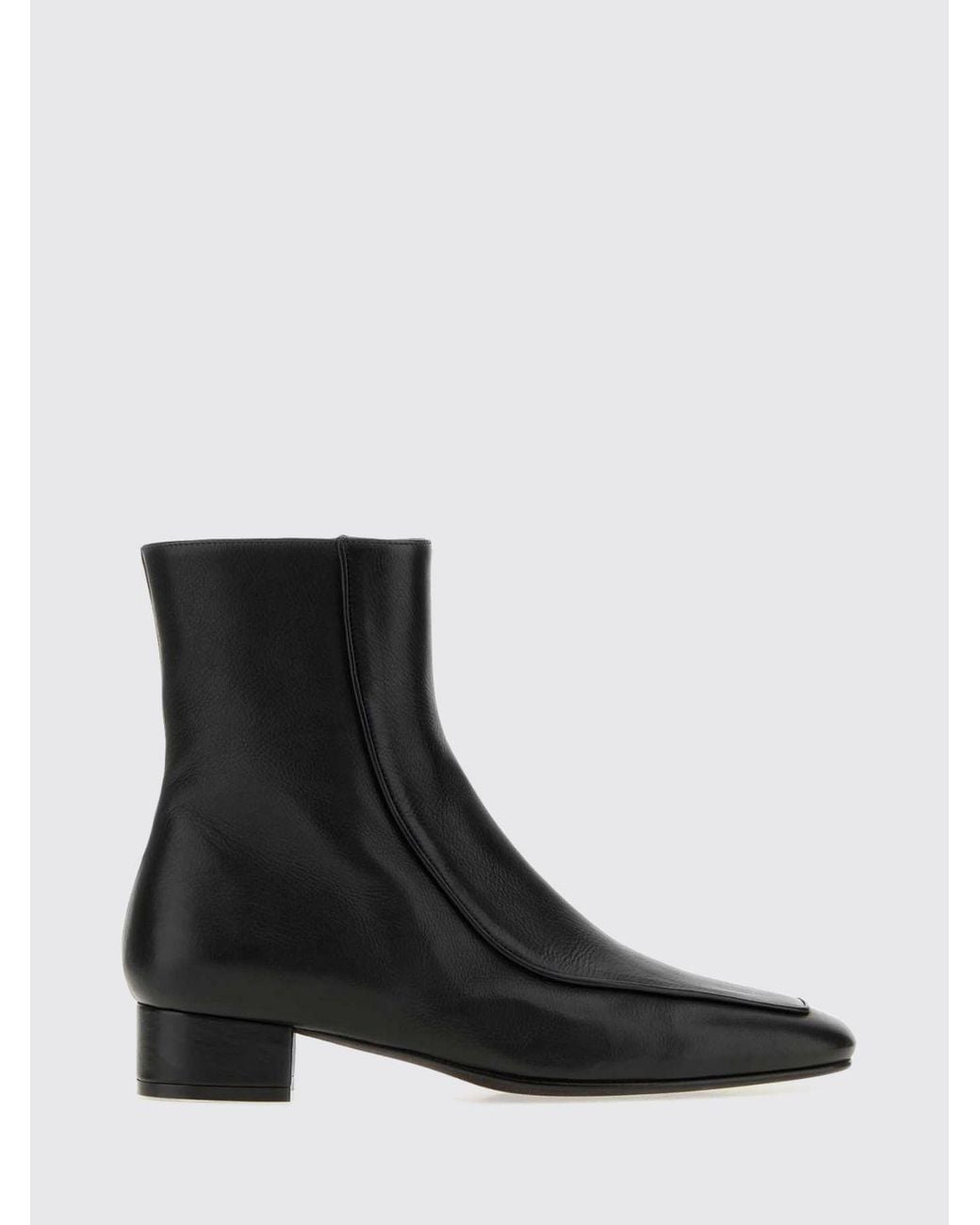 Herbert Levine Black Calfskin Ankle Boots With Square Toe And Zip Closure