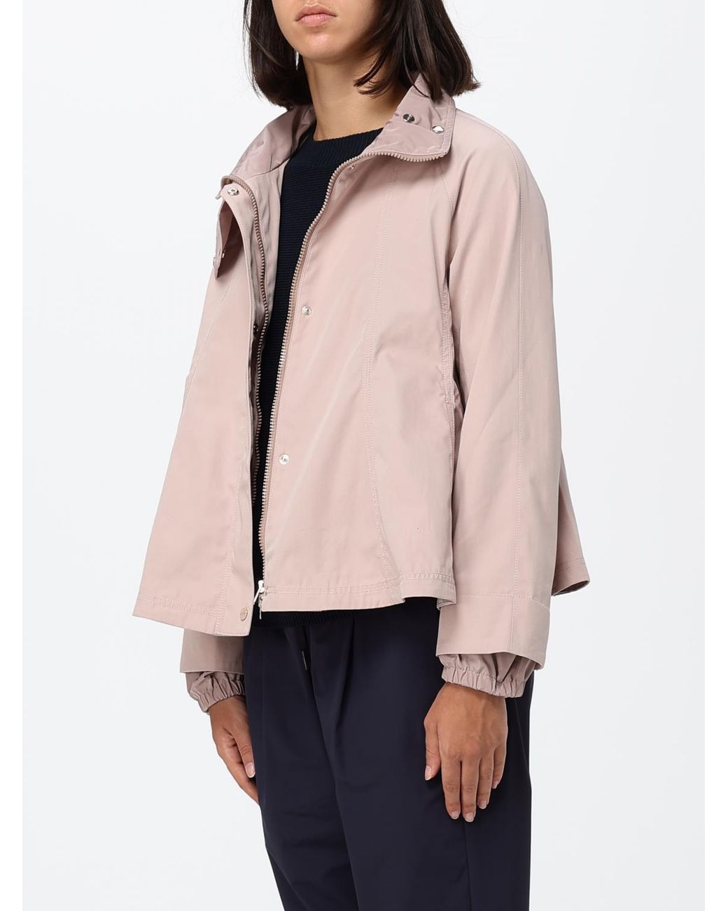 Herno Pink Short Water-Repellent Cotton Windbreaker Jacket With High Neck