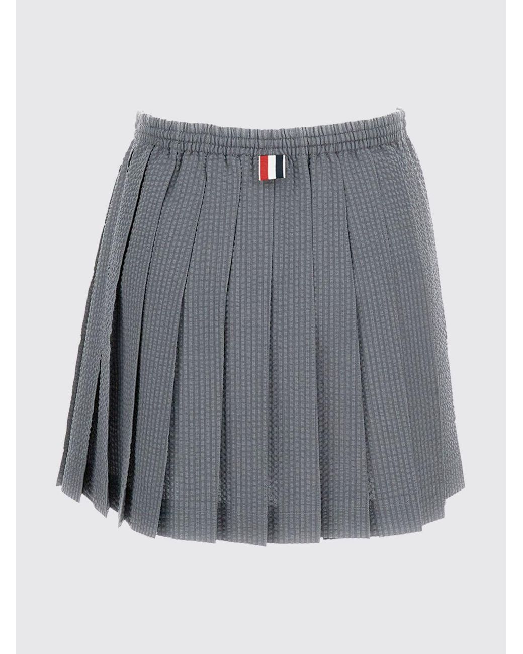 Thom Browne Gray Pleated Wool Skirt