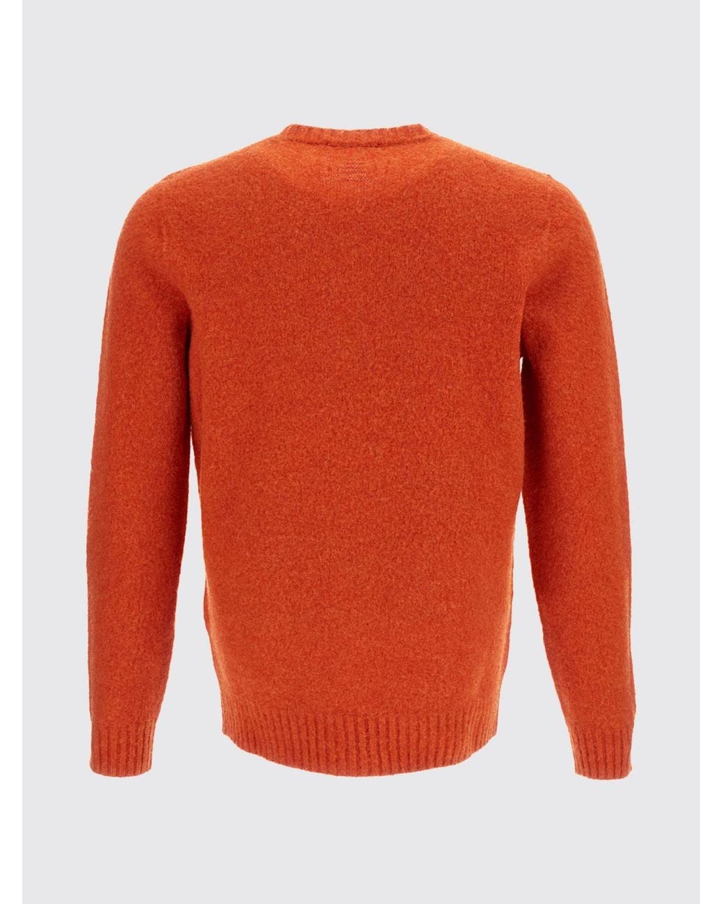 Drumohr Orange Crew-Neck Lambswool Jumper With Ribbed Trim for men