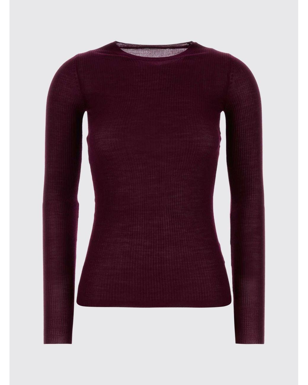 Jil Sander Purple Slim Fit Pure Wool Crewneck Jumper With Ribbed Trims