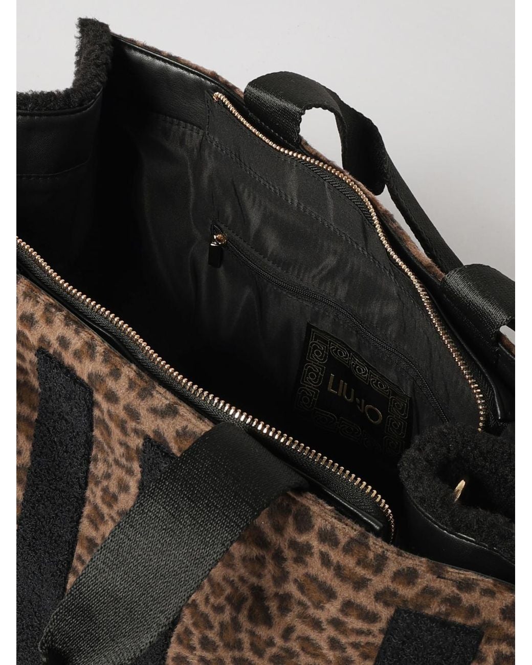 Liu Jo Black Animalier Print Polyester Tote Bag With Double Handle