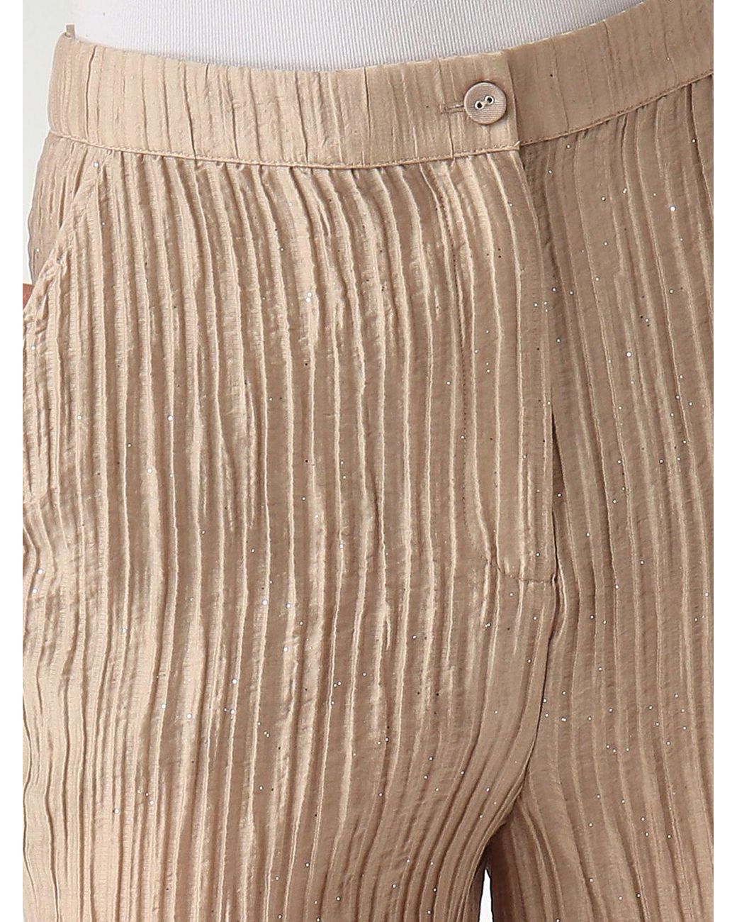 Emporio Armani Natural Pleated Lyocell Blend Palazzo Pants