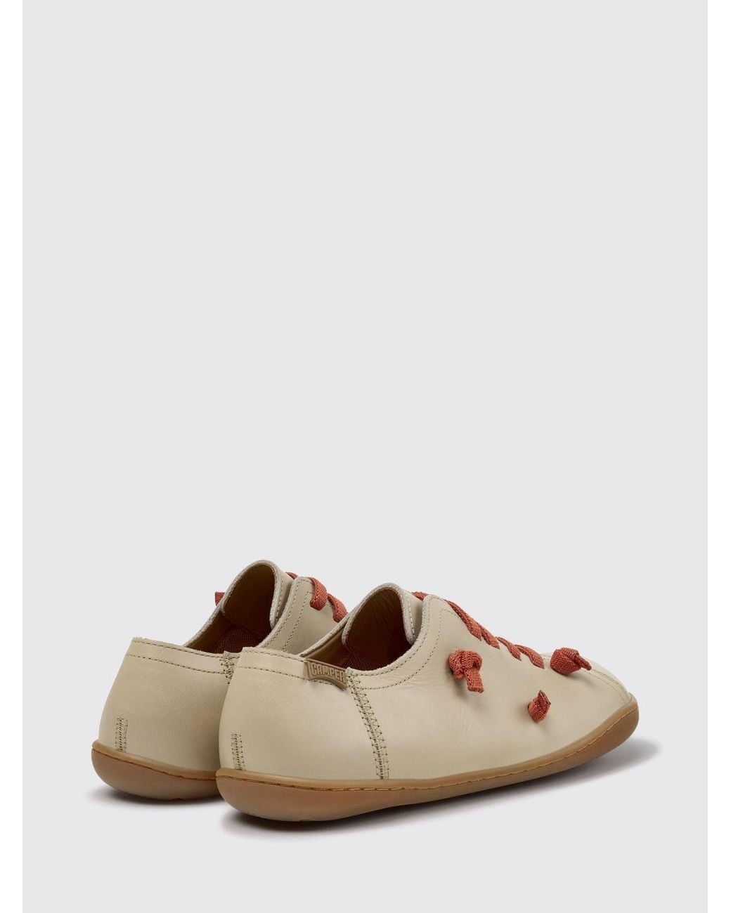 Camper Natural Twins Leather Slip-On Sneakers With Elasticated Laces