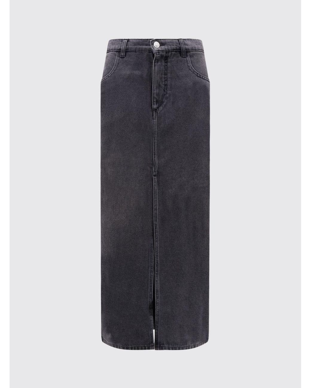 Isabel Marant Blue Faharia High-Waisted Denim Midi Skirt With Front Slit