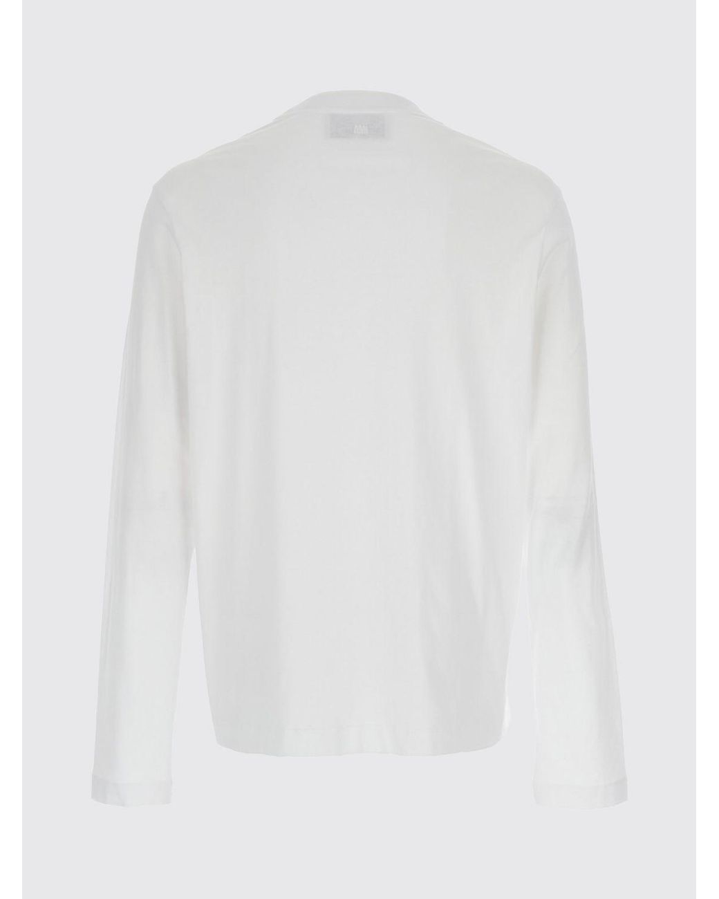 AMI White Long-Sleeved Cotton Jersey T-Shirt With Embroidered Logo for men