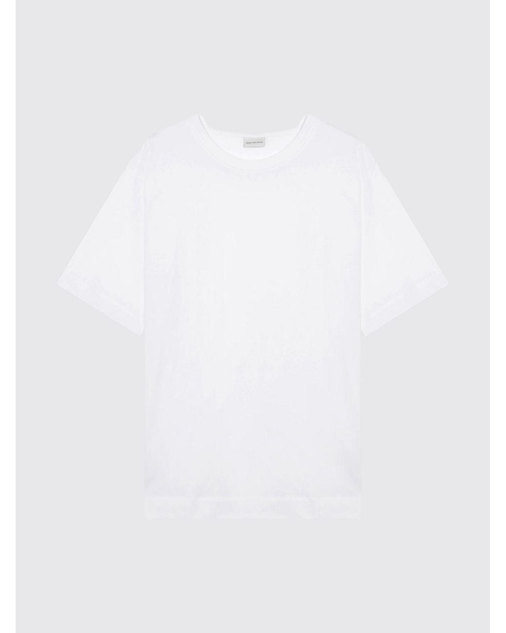 Dries Van Noten White Short-Sleeved Cotton T-Shirt With Dropped Shoulders for men