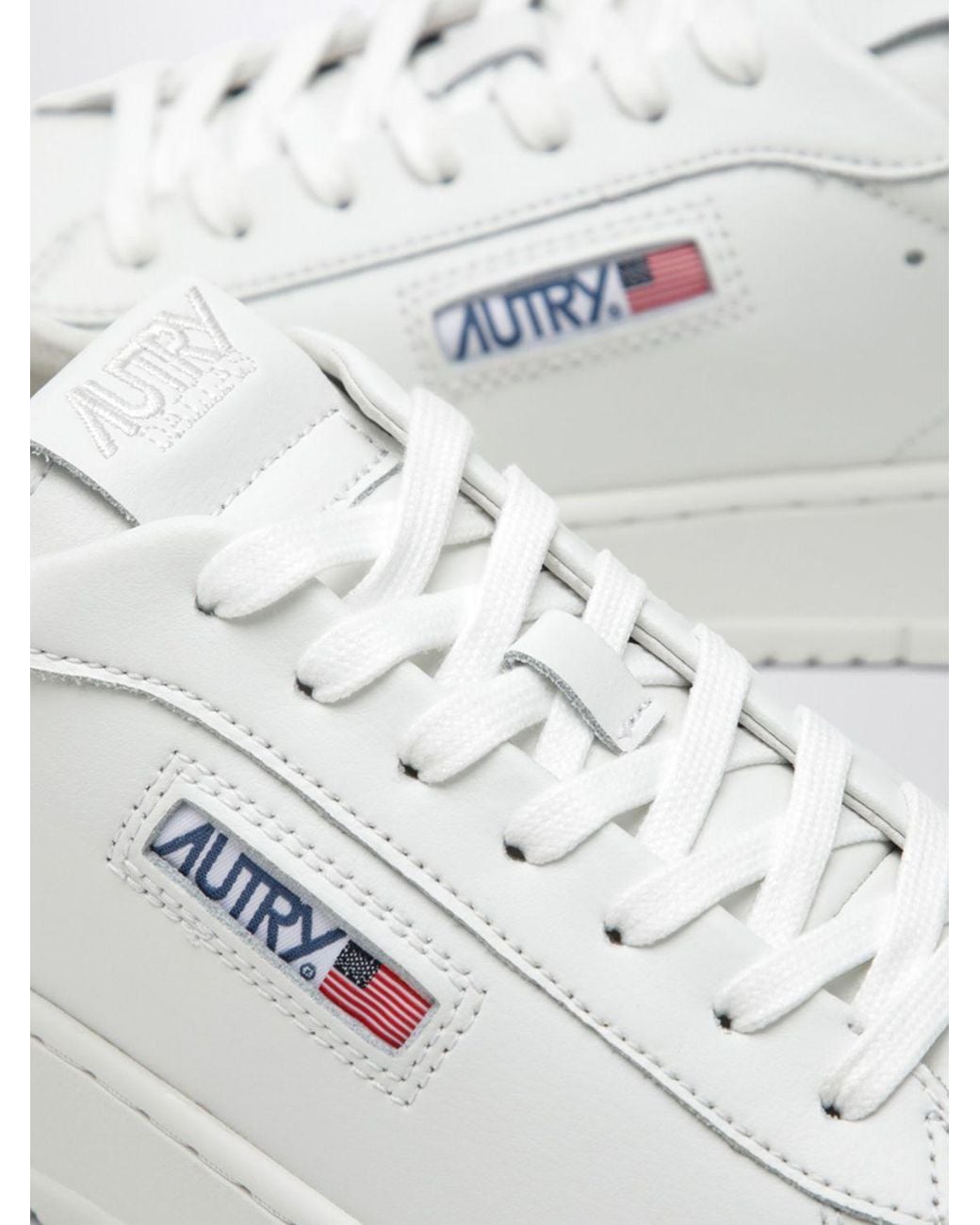 Autry White Dallas Logo-Patch Leather Sneakers for men