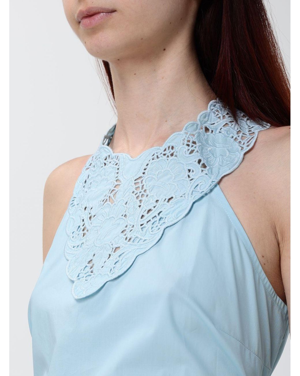 Twinset Blue Cotton Midi Dress