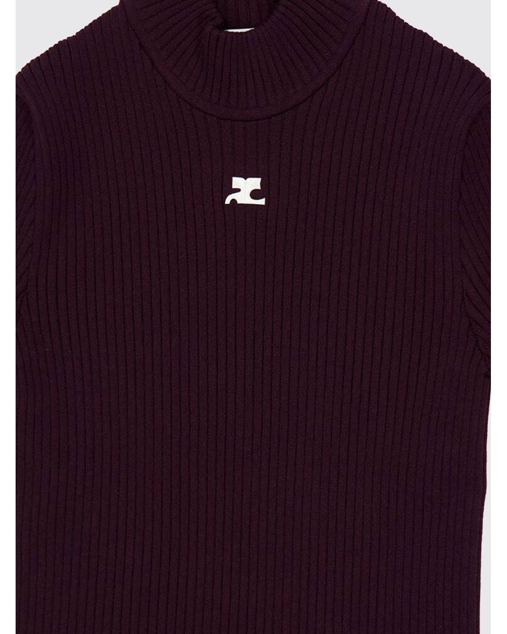 Courreges Purple CourrÈ Ges Slim Fit Short-Sleeved Viscose Mock Neck Top With Logo