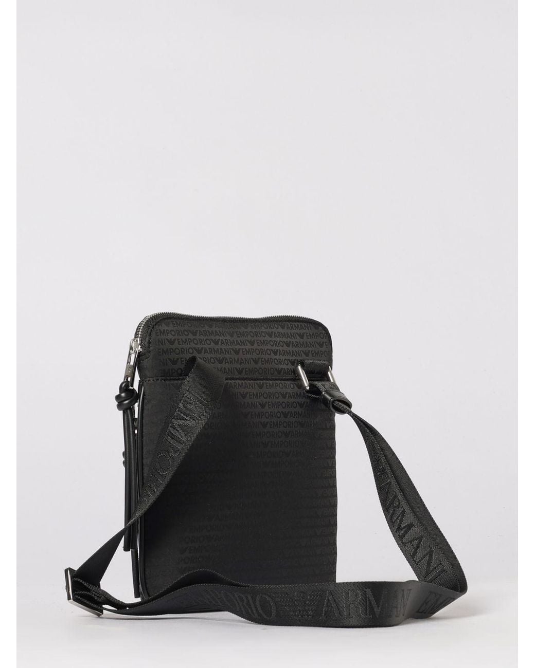 Emporio Armani Black Polyamide Bag With Jacquard Logo for men