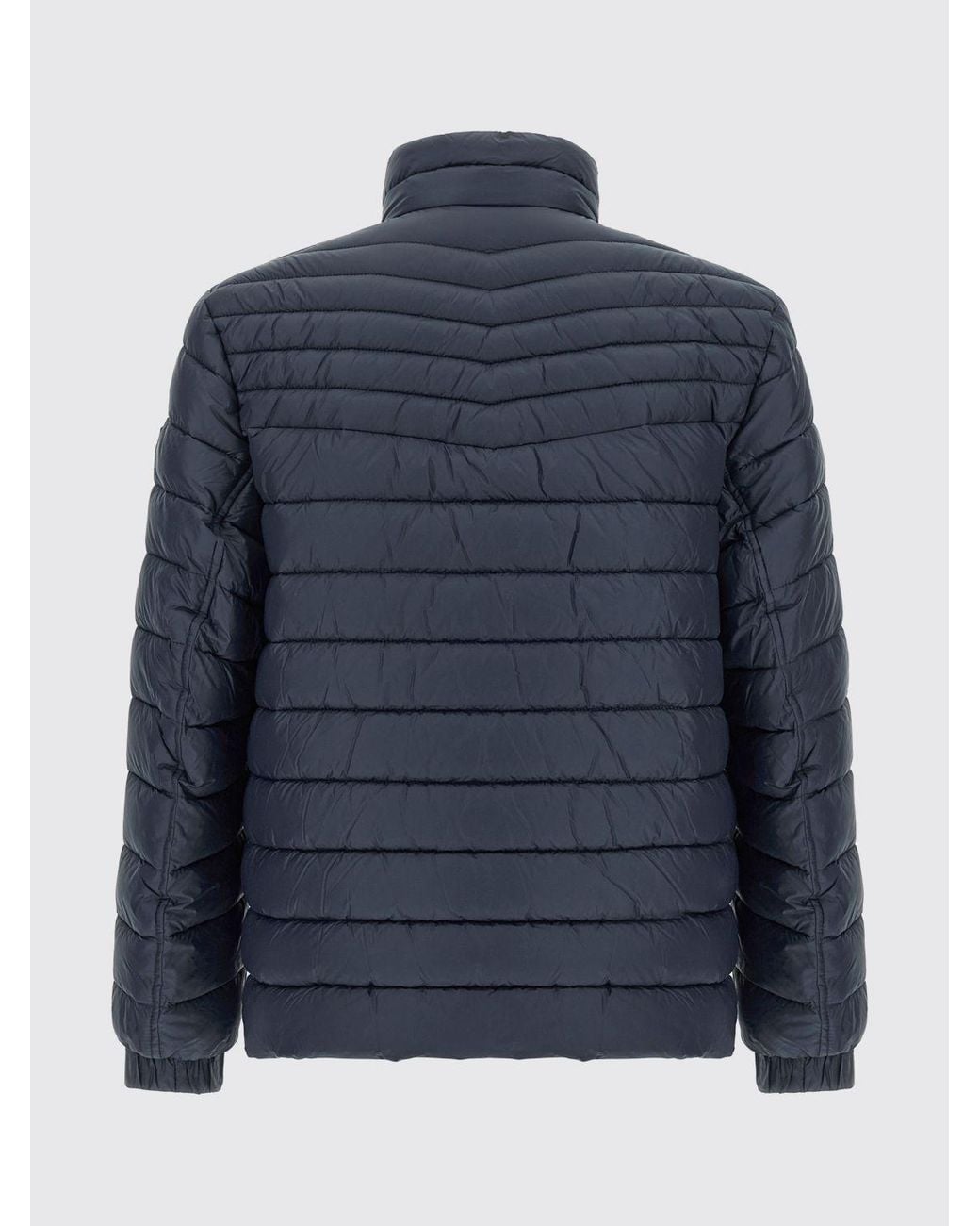 Boss Blue Quilted Recycled Technical Fabric Short Puffer Jacket With High Neck for men