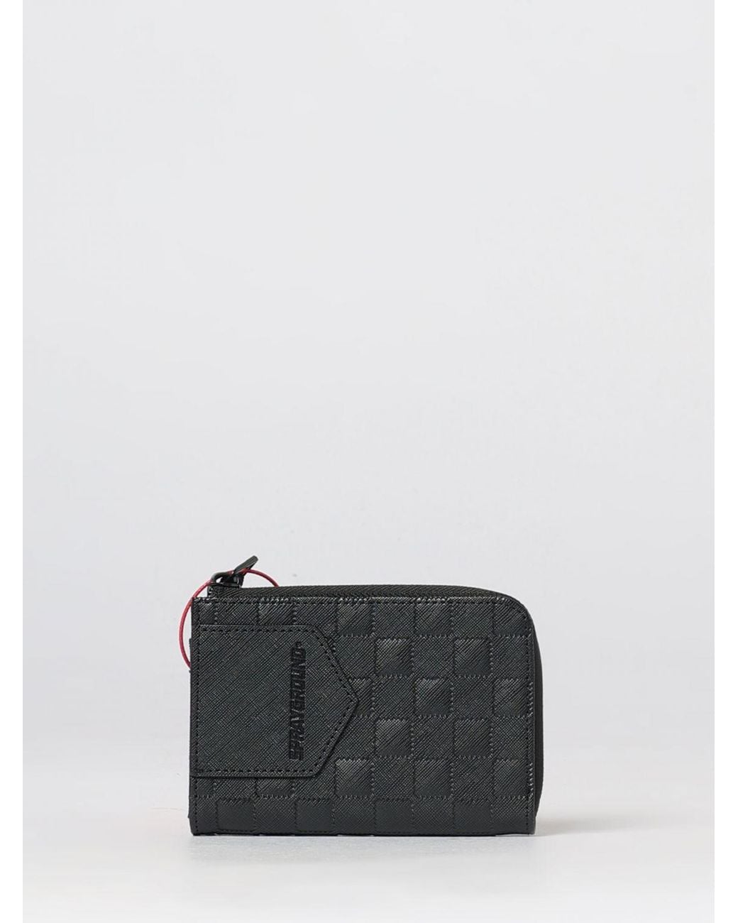 Sprayground White Embossed Logo Coated Cotton Wallet With Zip Closure for men