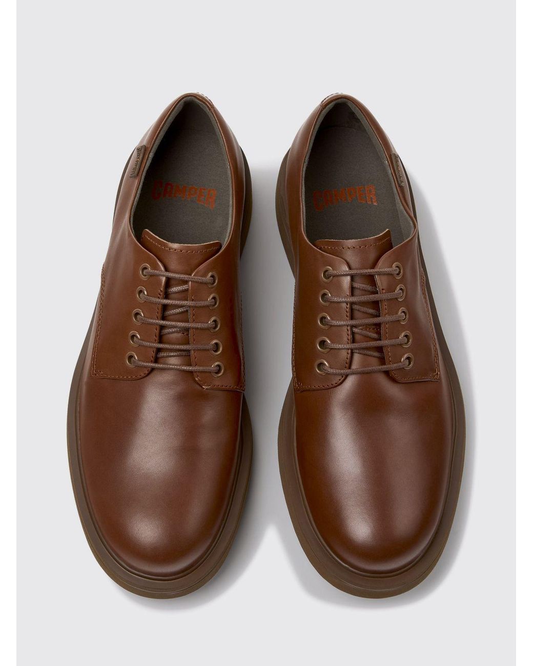 Camper Brown Norman Smooth Leather Derby Shoes With Xl Extralight Ultralight Sole for men