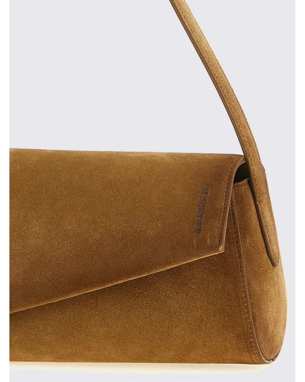 Jil Sander White Suede Calfskin Shoulder Bag With A Flared Rectangular Shape