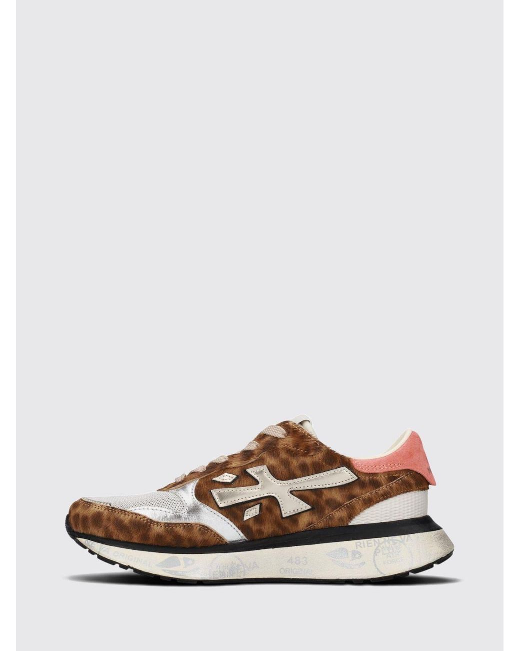 Premiata White Lauryn Animal Print Pony Hair Sneakers With Crystal Embellishments