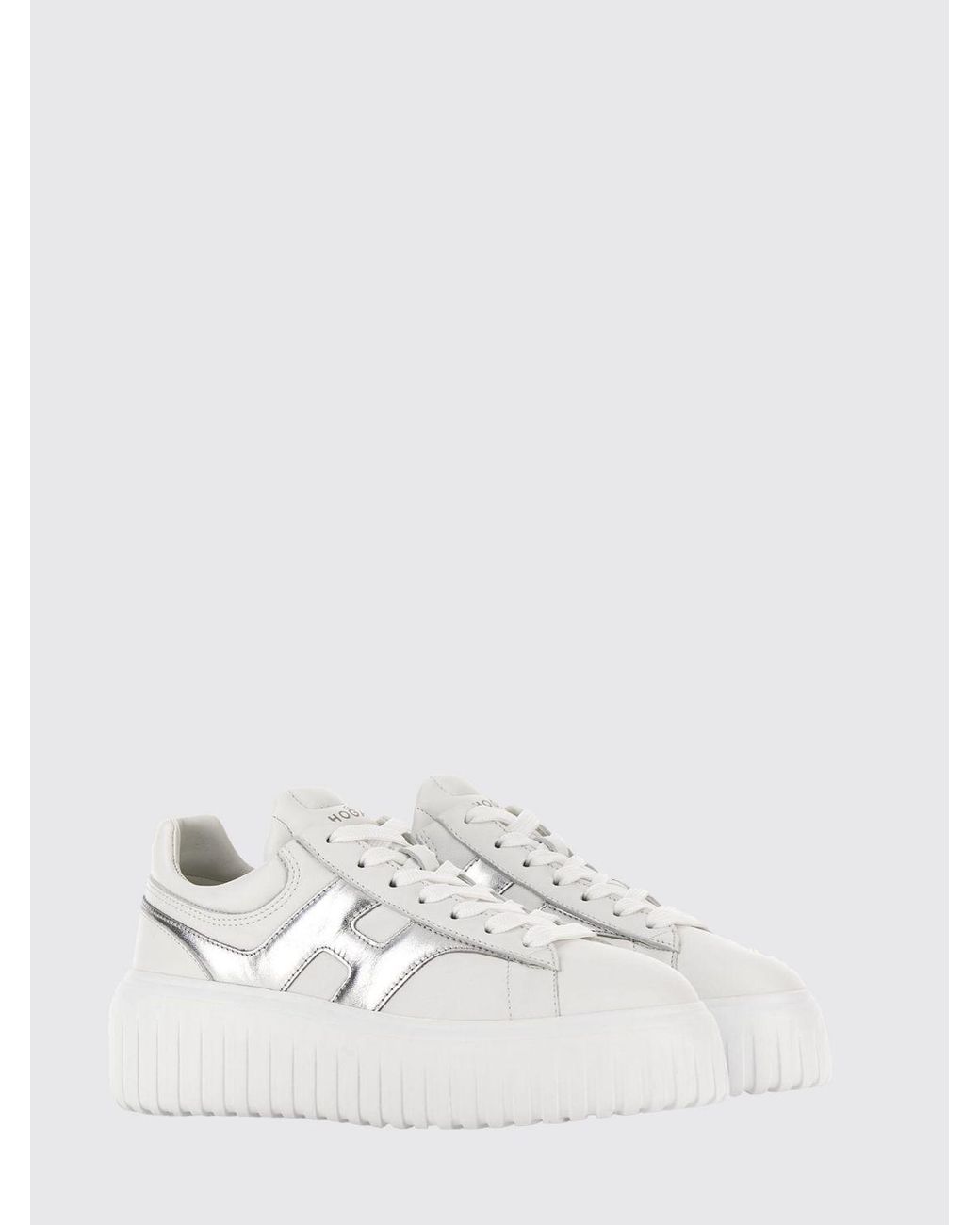Hogan White Platform Sneakers With Metallic Accents