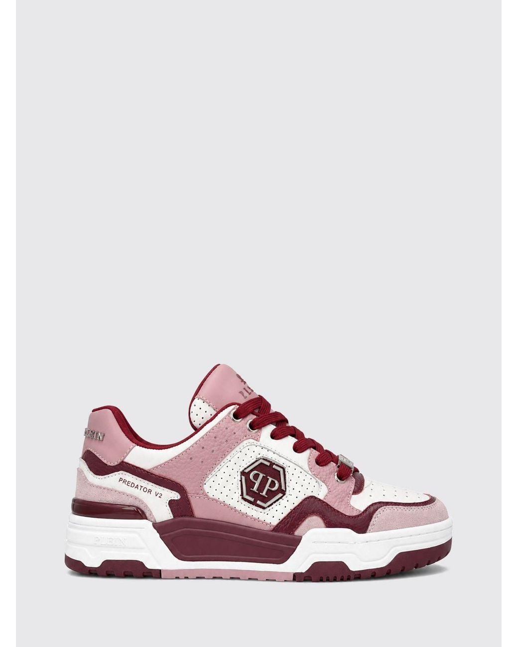 Philipp Plein Pink Predator V2 Low-Top Leather Trainers With Hexagon Logo for men