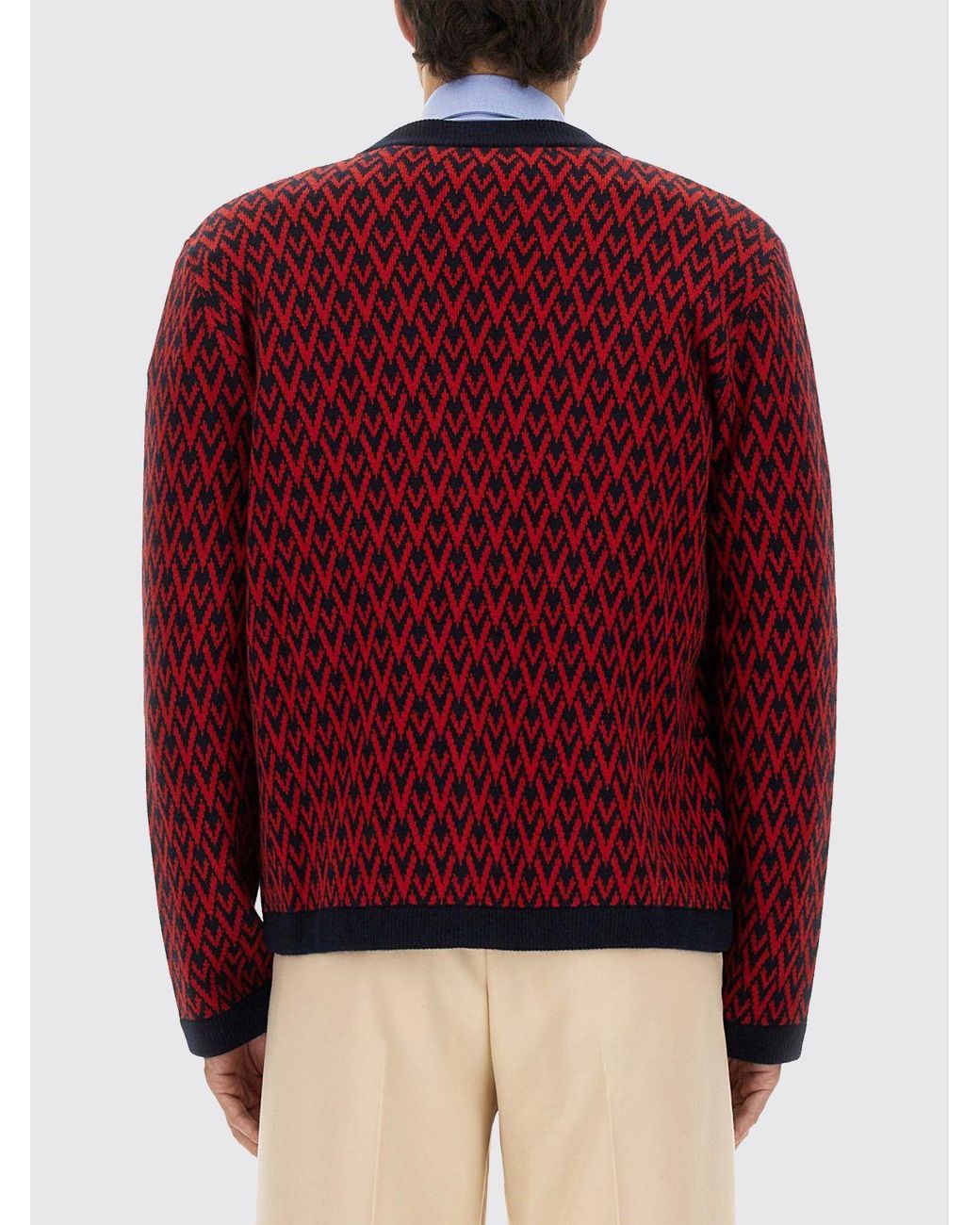Valentino Red Vlogo Wool Cardigan for men