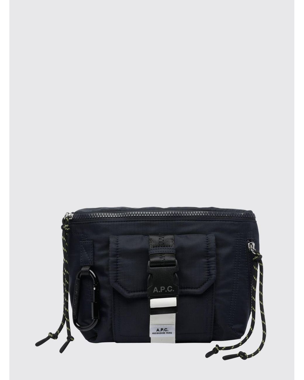 A.P.C. Black Nylon Belt Bag With Applied Logo, Zip Closure And Adjustable Strap for men