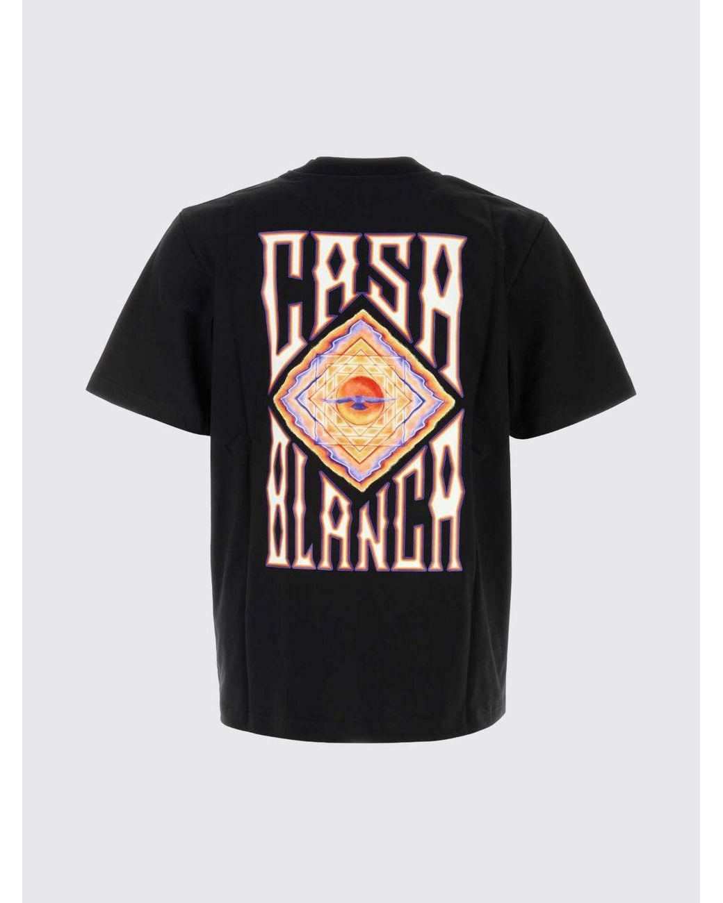 Casablanca Black Graphic Print Organic Cotton Crew-Neck T-Shirt for men