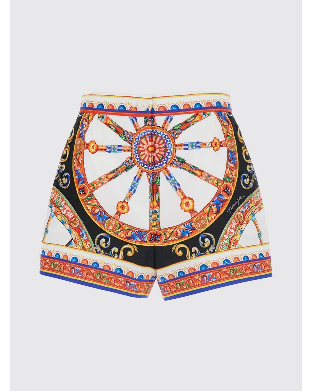 Dolce & Gabbana Black Dolce &Amp Gabbana High-Waisted Silk Shorts With Carretto Siciliano Print