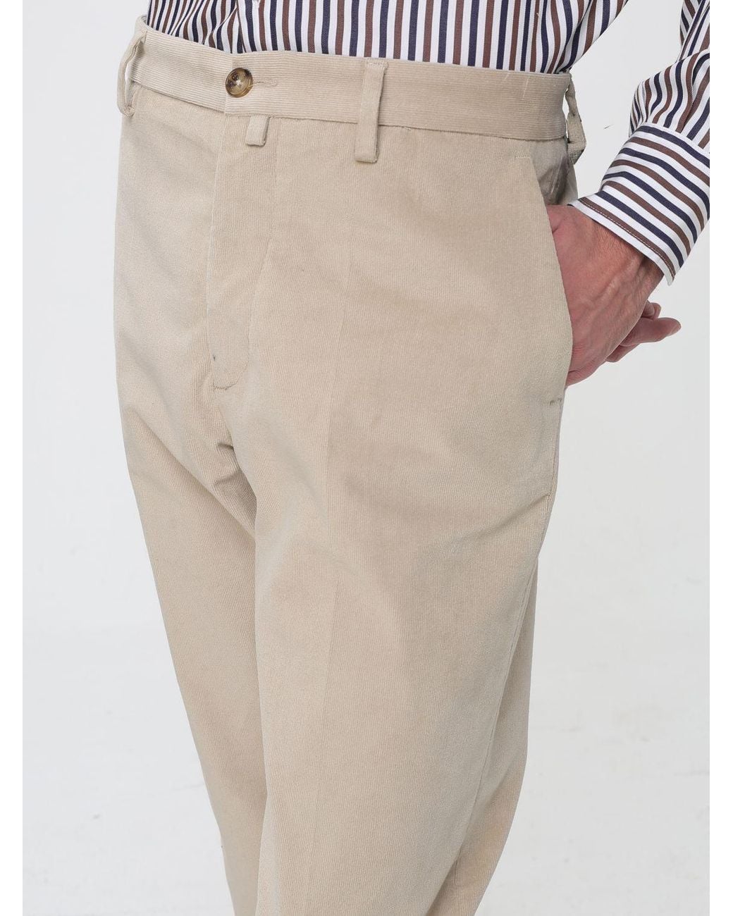 Brooksfield Natural Slim Fit Mid-Rise Velvet Pants for men