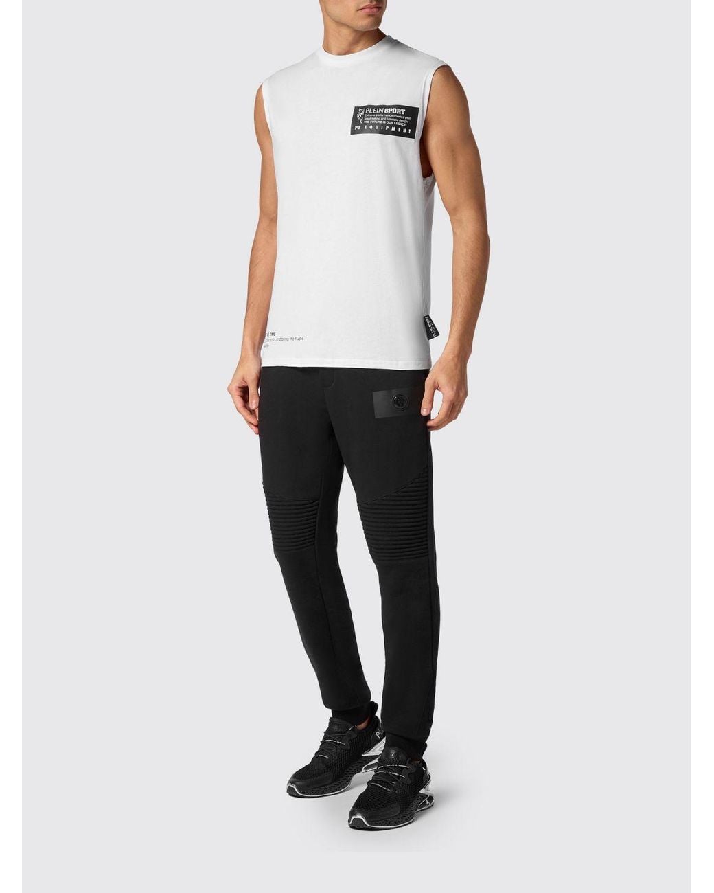 Philipp Plein White Slim Fit Cotton Tank Top With Contrast Logo Print for men