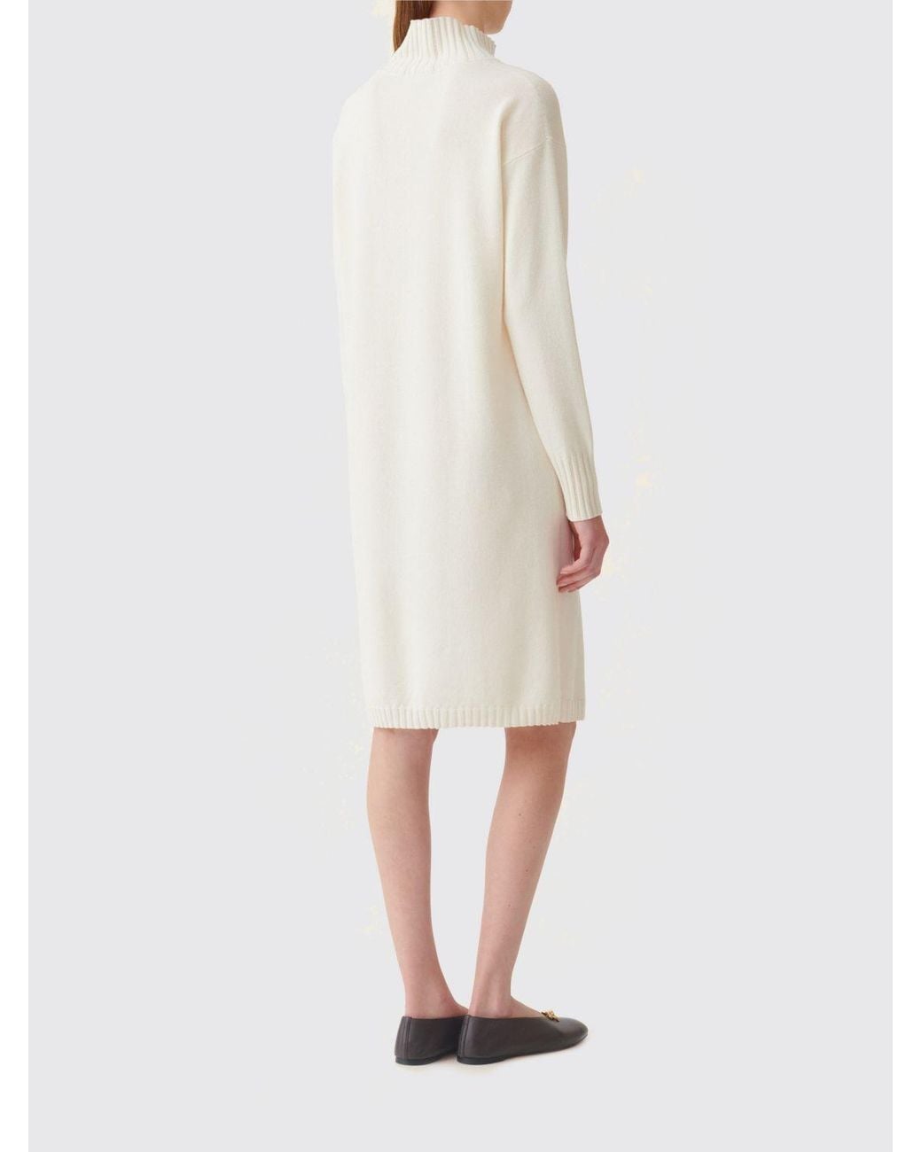 Fabiana Filippi Natural Wool, Silk And Cashmere Knit Turtleneck Mini Dress