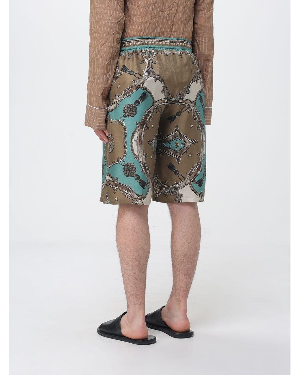 Dolce & Gabbana Green Dolce &Amp Gabbana Printed Silk Shorts for men