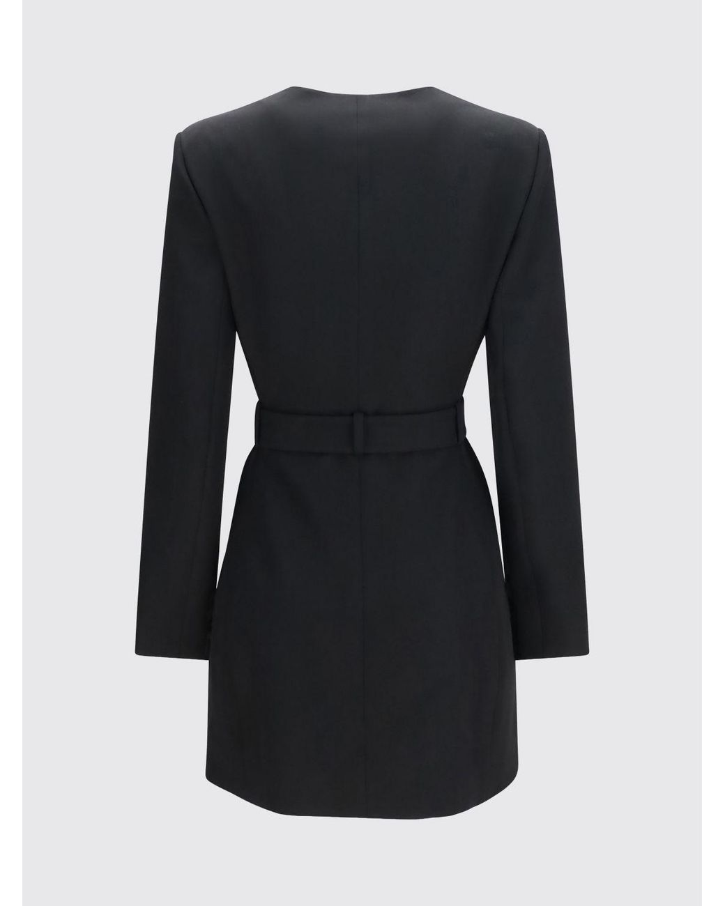 Balmain Black Merino Wool Wrap Mini Blazer Dress With Padded Shoulders