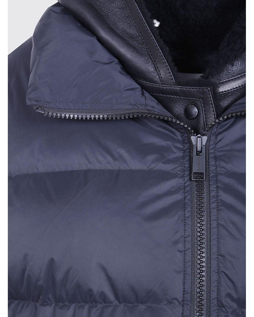 Yves Salomon Blue Knee-Length Lambskin Down Jacket With Hood