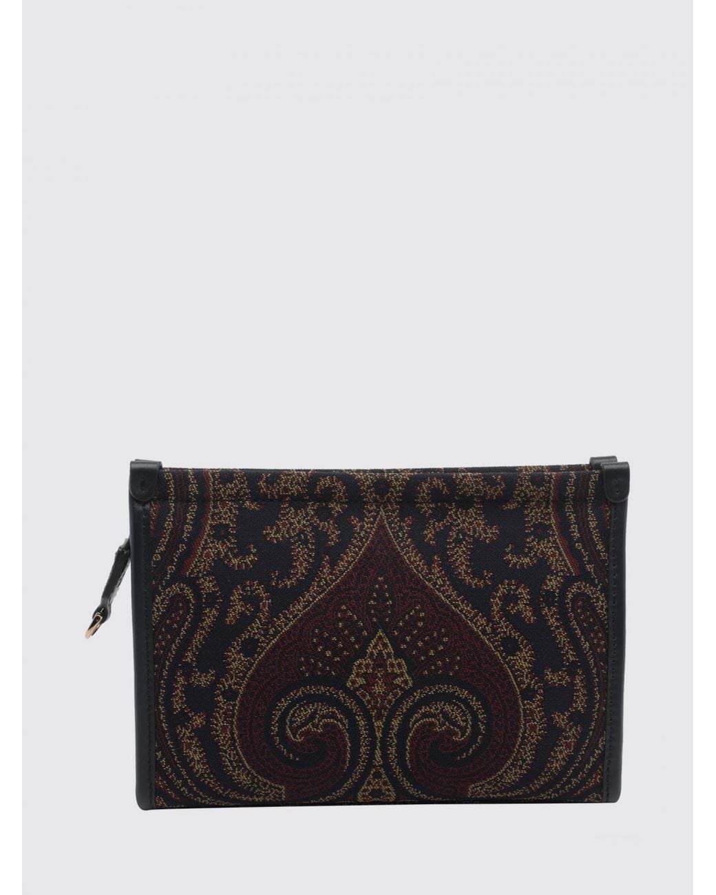 Etro Black Paisley Jacquard Fabric Mini Handbag With Pegaso Logo