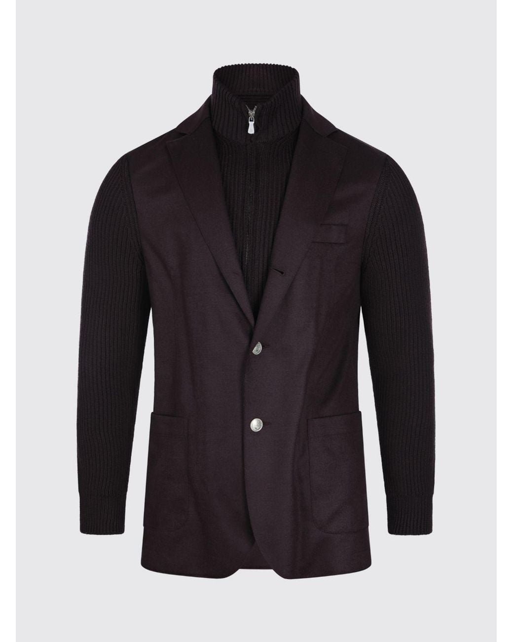 Eleventy Blue Single-Breasted Knit Wool Blazer With Notch Lapels for men