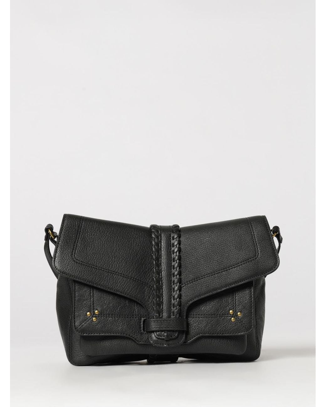 Jérôme Dreyfuss Black Harry Medium Grained Leather Crossbody Bag With Flap Closure