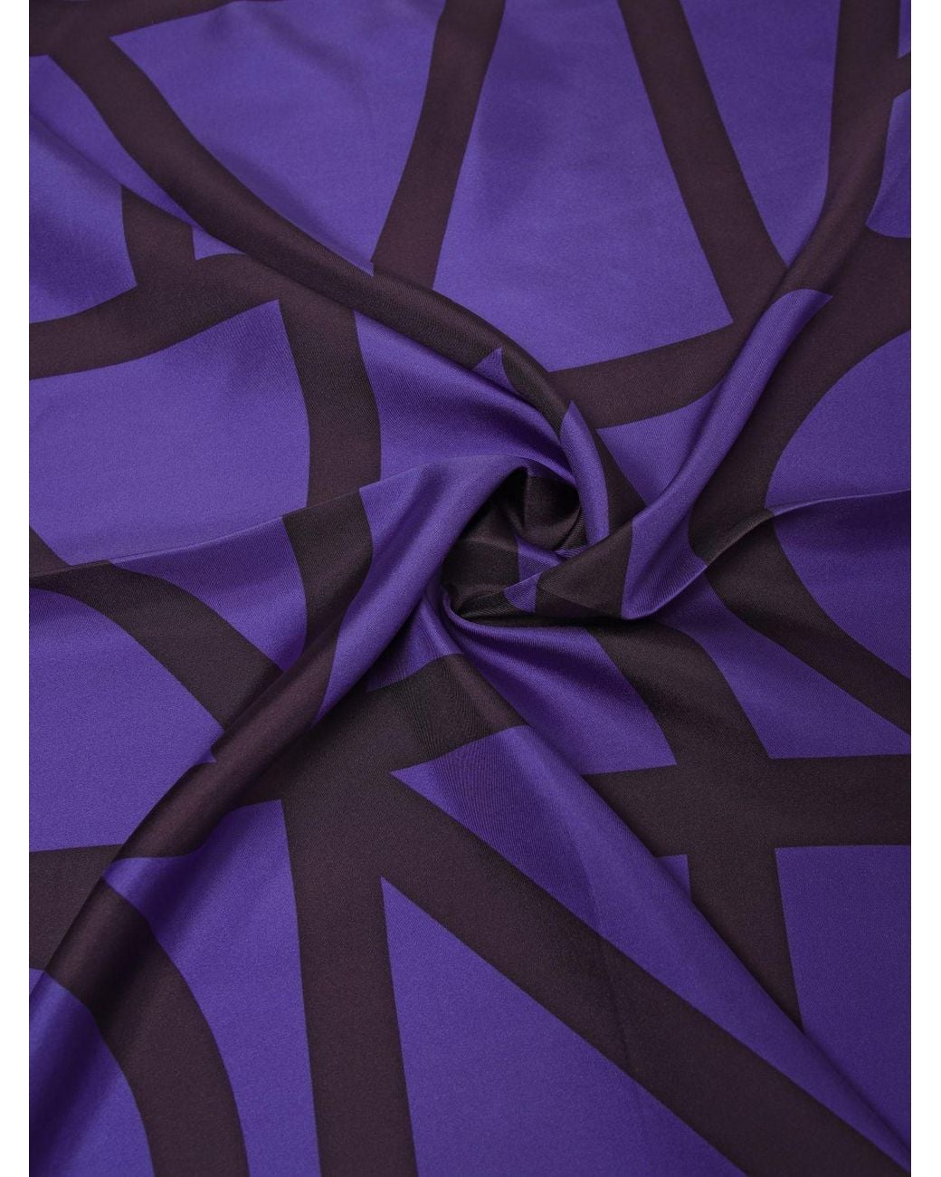 Liviana Conti Purple Patterned Pure Silk Foulard With Logo Print
