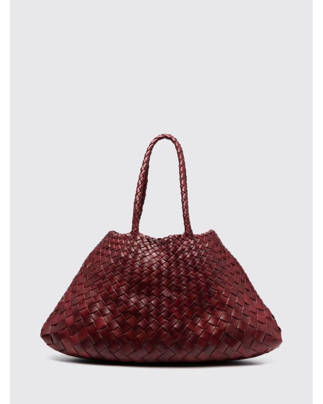 Dragon Diffusion Red Santa Croce Woven Leather Shoulder Bag With Double Handle