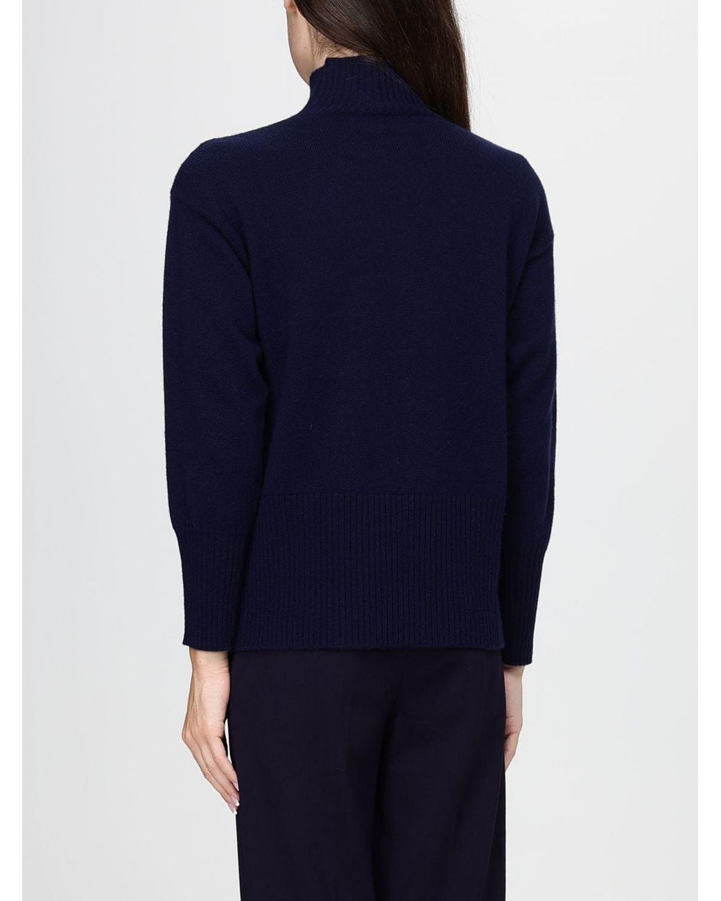 Jersey De Cuello Alto De Lana De Corte Slim De Manga Larga Kangra de color Blue